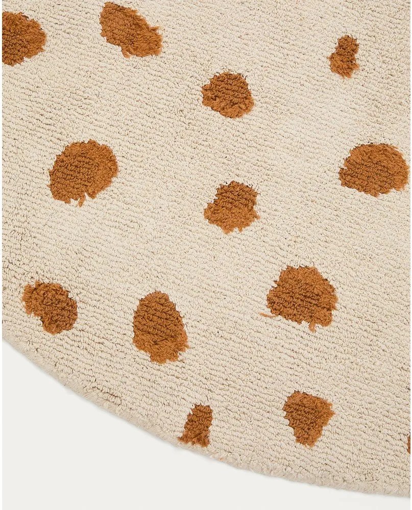 Krémszínű mosható-kézi szövésű pamut gyerek szőnyeg ø100 cm Tandani – Kave Home