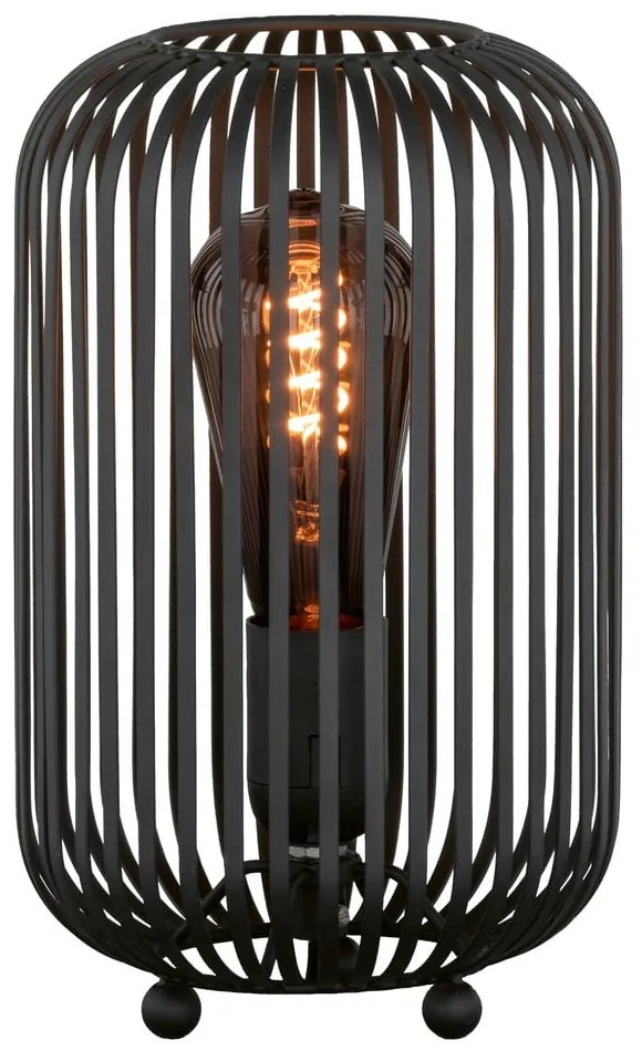 Fekete asztali lámpa fém búrával (magasság 25 cm) Cage – Fischer &amp; Honsel