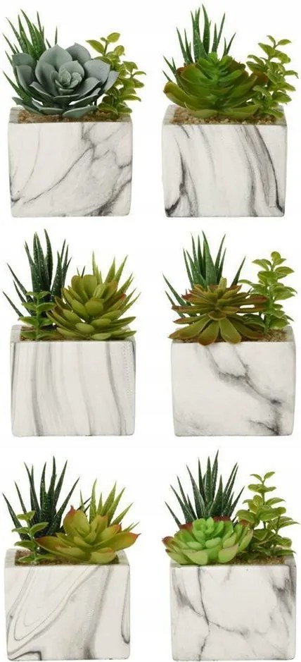 Műnövény márvány cserépben 6 db Művirág a nappaliba Kpl