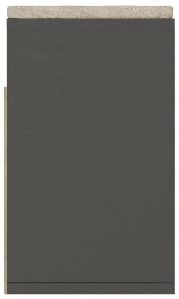 szürke szerelt fa cipőtároló pad párnával 104 x 30 x 49 cm