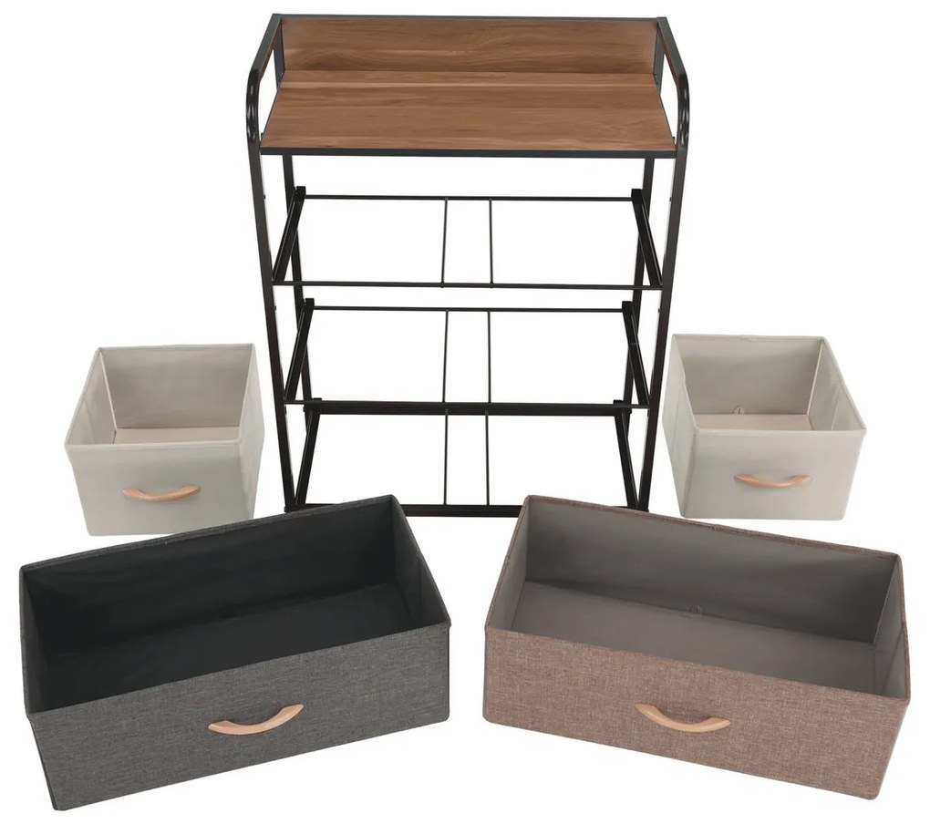 HAZEL TYP 2 szekrény szövet fiókokkal, barna, M