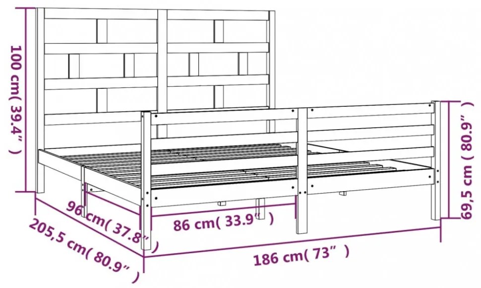 Super King fehér tömör fa ágykeret 180 x 200 cm