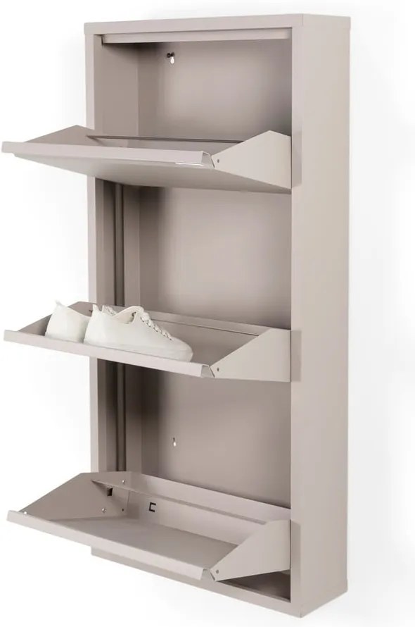 Szürkésbarna fém billenő ajtós cipőtartó 50x103x15 cm Billy – Spinder Design
