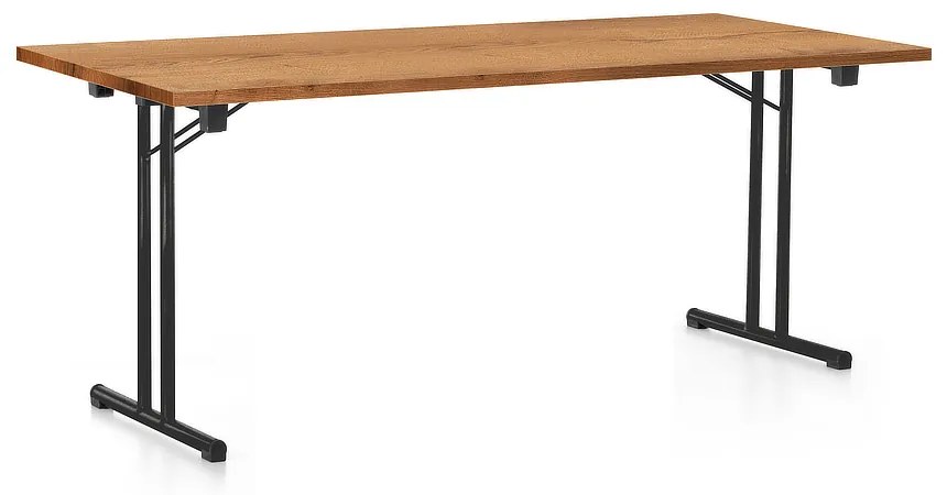 Összecsukható asztal 180 x 80 cm, fekete lábak, arany tölgy