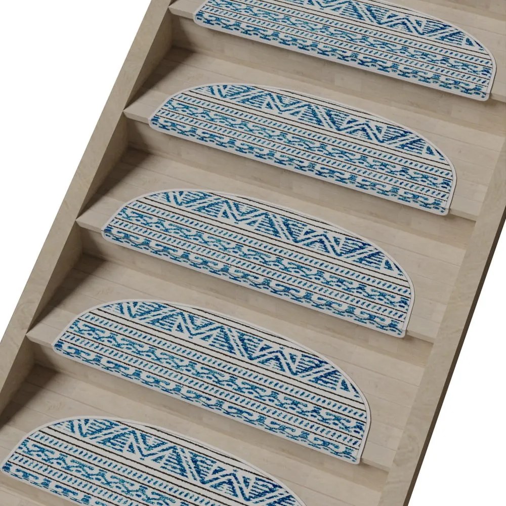 Kék lépcsőszőnyeg szett 16 db-os 20x65 cm Cottage Warmth – Vitaus