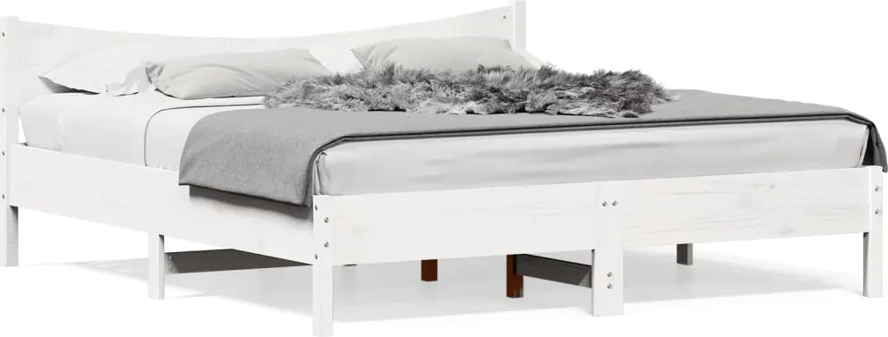 vidaXL fehér tömör fenyőfa ágy matrac nélkül 200 x 200 cm
