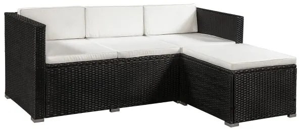 Juskys Punta Cana L kerti rattan szett - fekete/krémszínű párnák