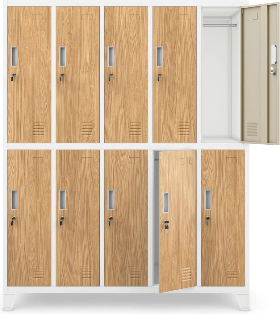 BHP öltözőszekrény fehér/arany tölgy: Eco Design 10 ajtós BARTEK