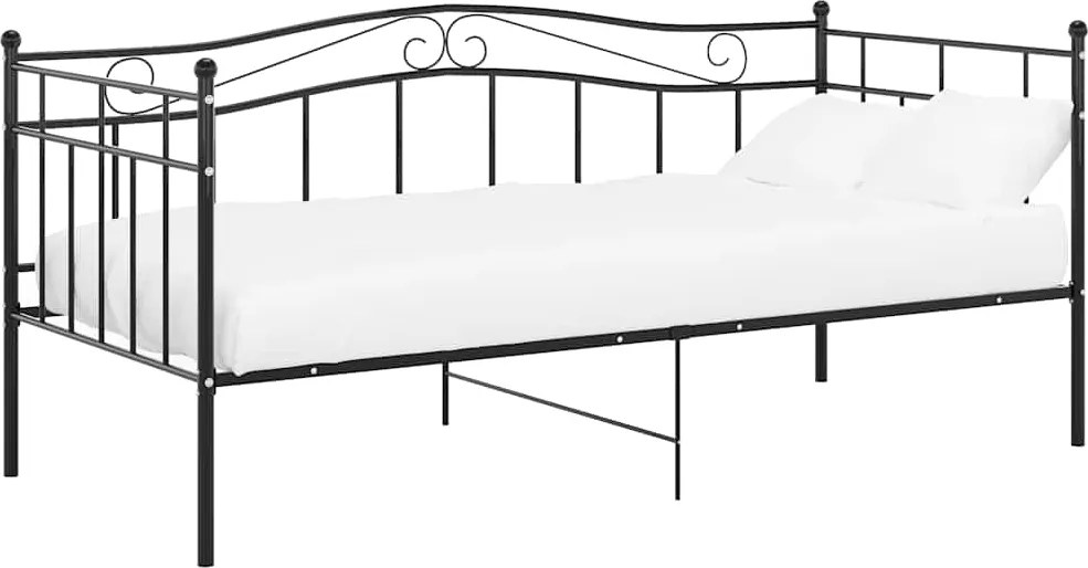 vidaXL fekete fém kanapéágykeret 90 x 200 cm