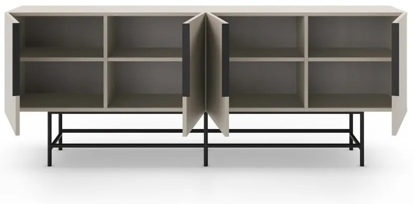 Krémszínű alacsony komód 200x77,5 cm Eldia – Marckeric