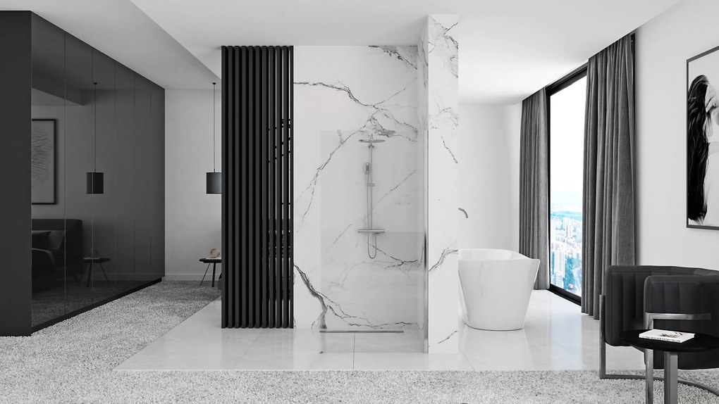 Rea AERO N 120, zuhany paraván WALK IN, 1 lapos, 120 x 195 cm, fényes króm, átlátszó, REA-K7550