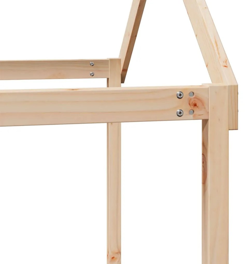 tömör fenyőfa ágy emelettel és tetővel 75 x 190 cm