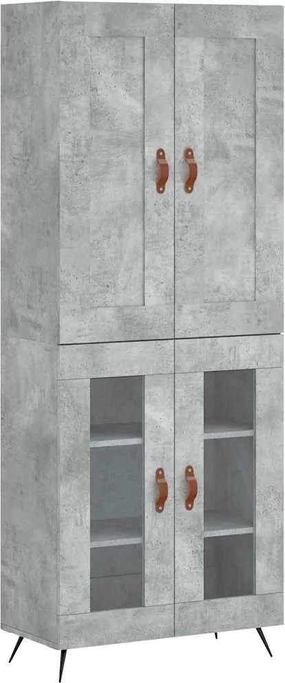 vidaXL betonszürke szerelt fa magasszekrény 69,5 x 34 x 180 cm