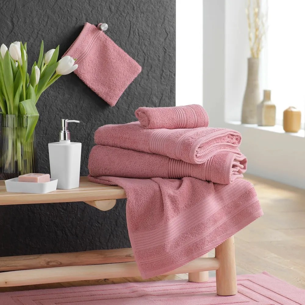 Rózsaszín frottír pamut törölköző 50x90 cm Tendresse – douceur d'intérieur