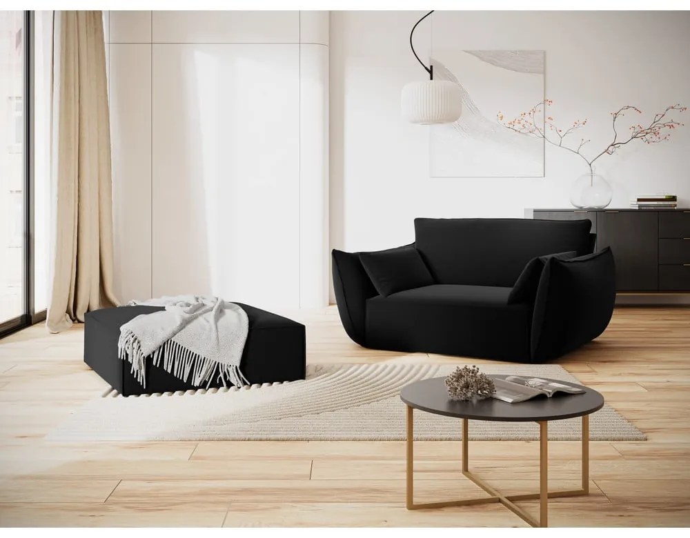 Fekete bársony lábtartó Vanda – Mazzini Sofas