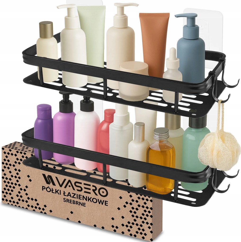 2x Zuhanytartó polc Függő Öntapadós Fali Fürdőszoba Zuhanyzó