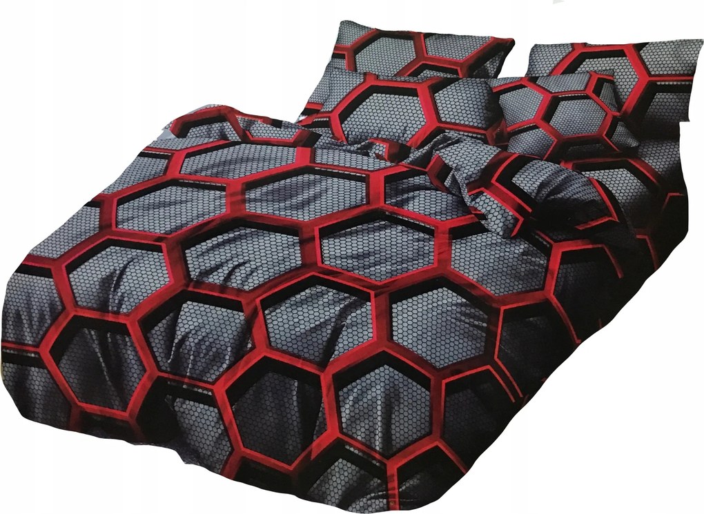 Ágyneműhuzat Garnitúra 160x200 Szatén 3 részes 2 Párnahuzat 70X80 Geometrikus Mintás