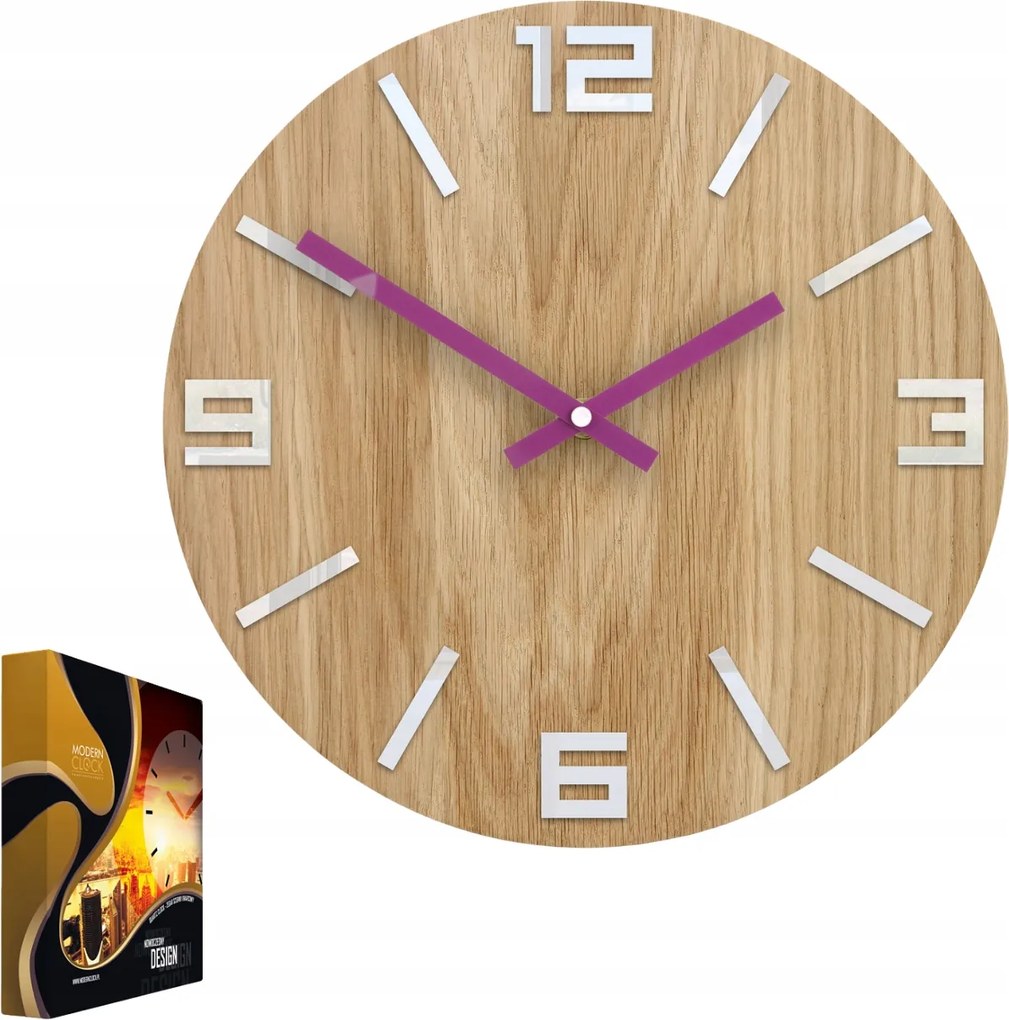 Falióra Fa Tölgy Akril Arabic Wood White&amp;Violet Kerek