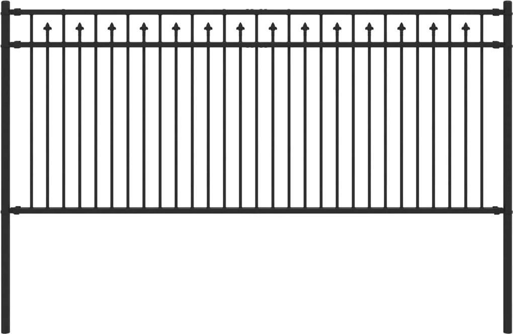 vidaXL Tüske Kerítés Fekete 200 x 130 cm Porszórt acél