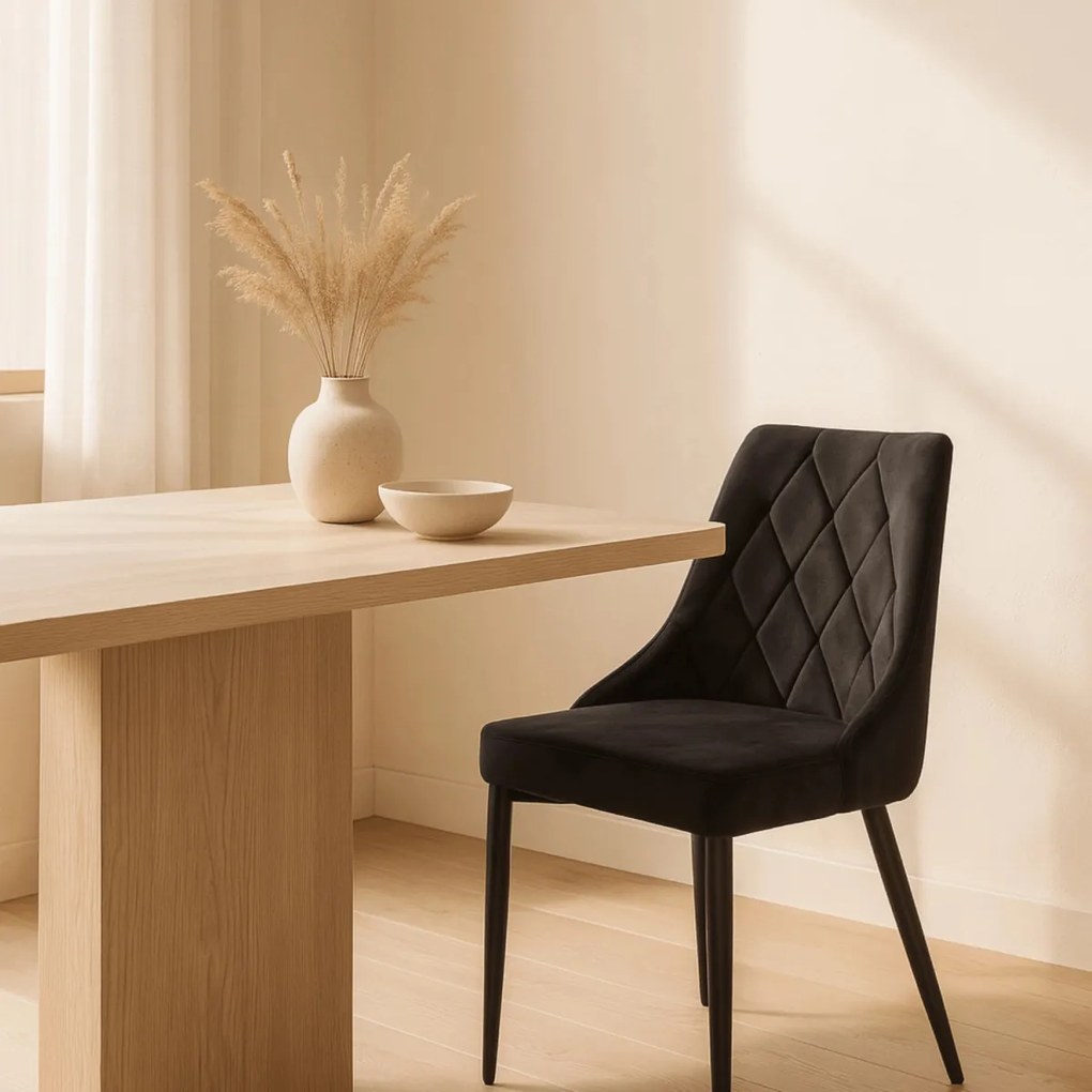 Szék fekete színben, bársony kárpittal CORK