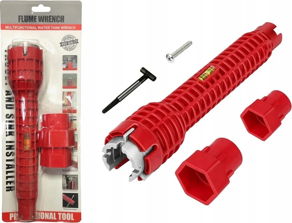 2in1 kulcs mosogató csaptelep beszereléséhez vízmérték * Dugókulcs beszereléshez