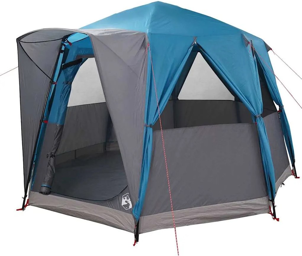 vidaXL 3 fős kabin sátor tetővel Kék és Szürke 320 x 320 x 203 cm