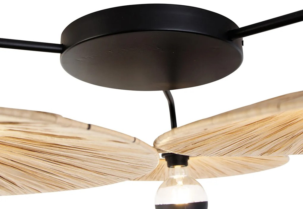 Rusztikus mennyezeti lámpa fekete kötéllel 3 lámpás - Leia