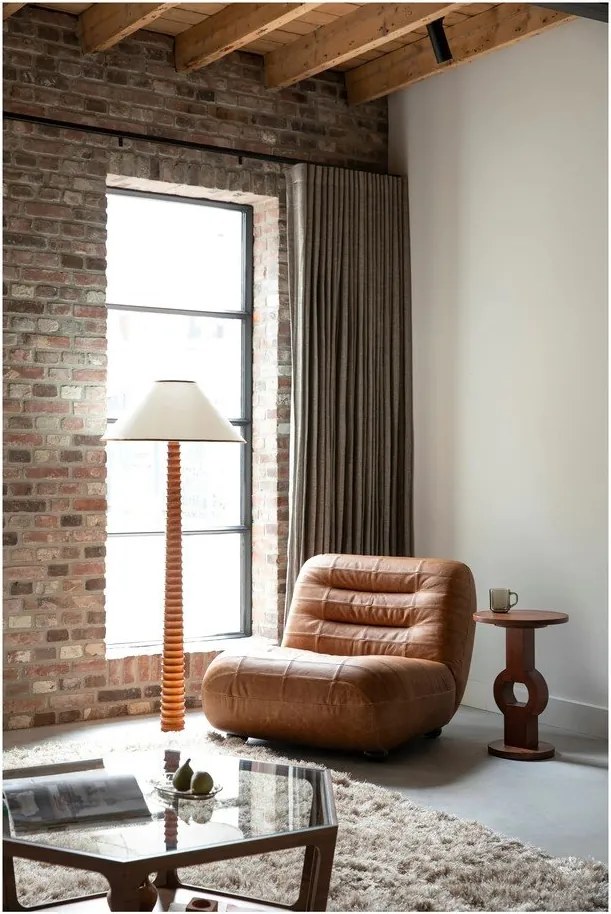 Konyakbarna bőr fotel Wyatt – Dutchbone