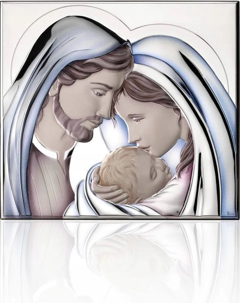 Szent Család kép ezüst modern színes Méret: 15.5x14 cm