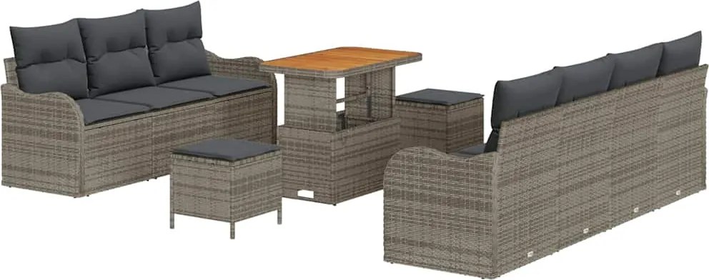 vidaXL Kerti Kanapé Szett párnával tárolóval párnával 10 pcs Szürke