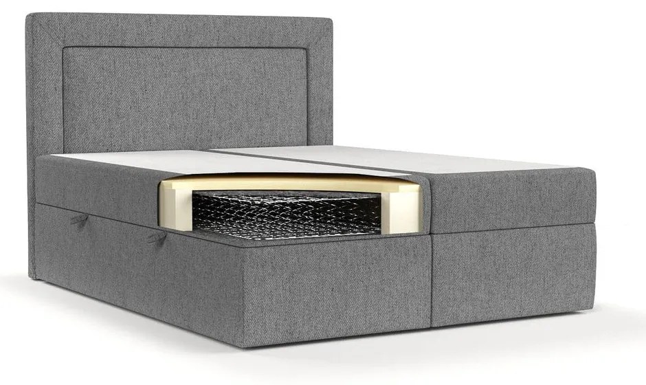 Szürke ágyneműtartós boxspring ágy 200x200 cm Imagine – Maison de Rêve