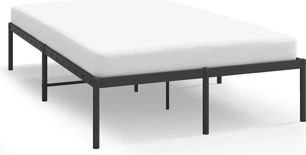 vidaXL fekete fém ágykeret 135 x 190 cm