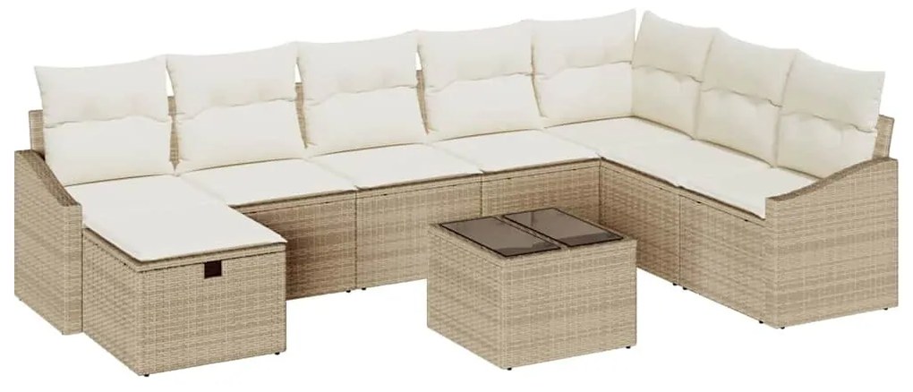 Kerti Kanapé Szett 9 pcs Bézs 55 x 62 x 69 cm Poli rattan