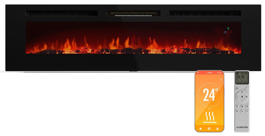 Galeras Smart Intelligens elektromos kandalló, 2 hőmérséklet beállítás, 16 - 30°, LED lángillúzió, IOT csatlakozási lehetőség