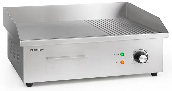 Klarstein Grillmeile 3000GR, elektromos grill, 3000 W, grill lap, 54,5 x 35 cm, sima/bordás