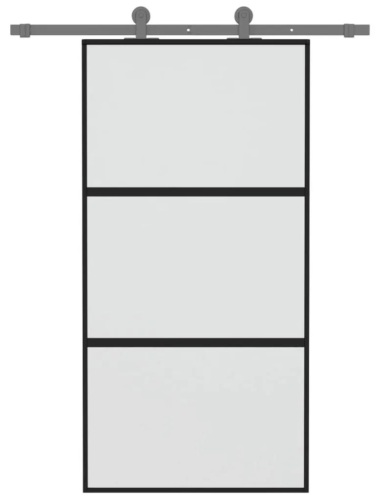 Fekete edzett üveg és alumínium tolóajtó 102,5 x 205 cm