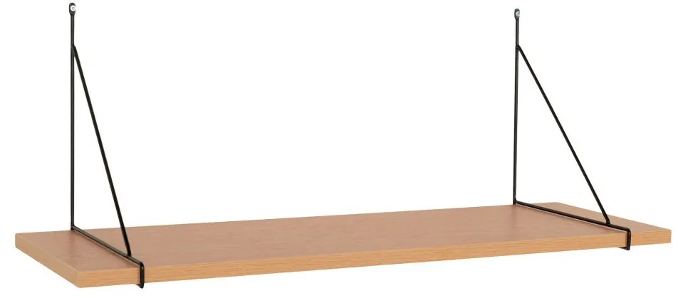 Chiba fali polc, kőris furnér, fekete acél keret 80x29 cm