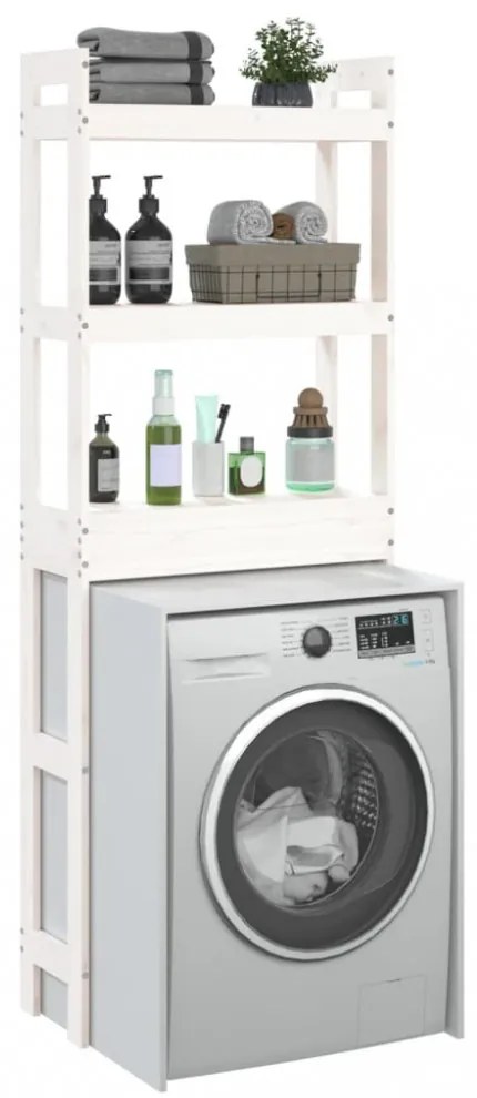 fehér fenyőfa fürdőszoba állvány 63x26x171 cm