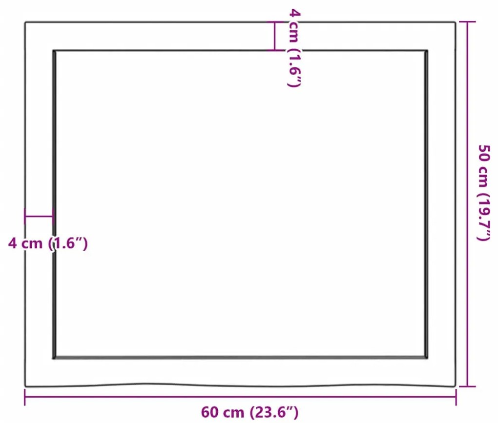 világosbarna kezelt tömör fa fürdőszobai pult 60x50x(2-4) cm