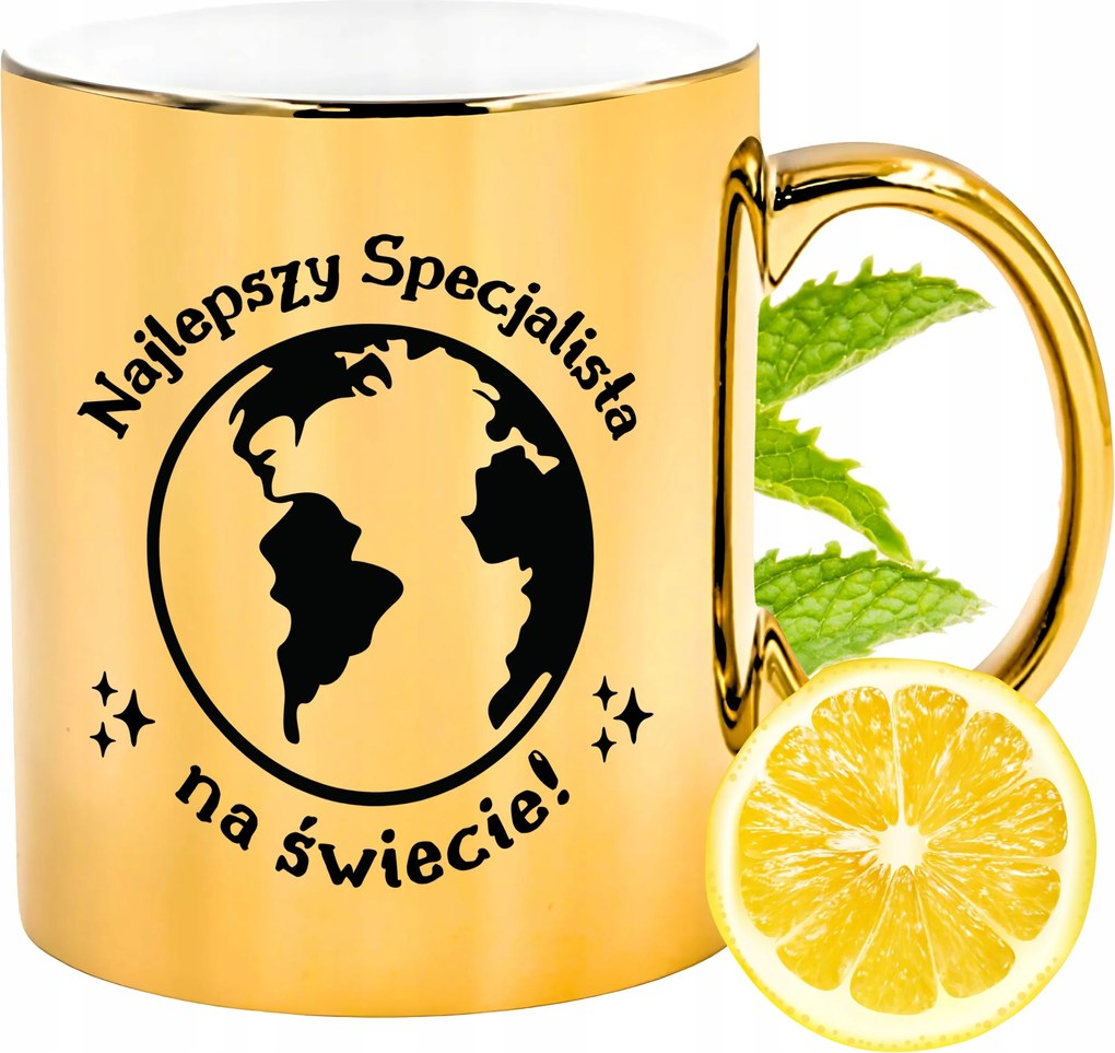 Arany csillogó bögre szakembernek ajándék fényképes nyomtatással