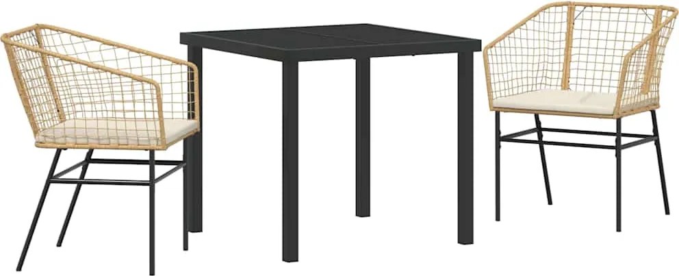 vidaXL Kert étkező szett 3 pcs Barna polirattan