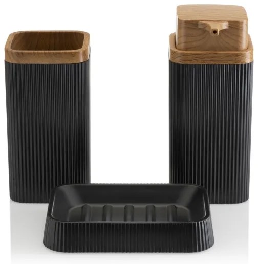 Fürdőszobai készlet ZOYA 5 db fekete/barna