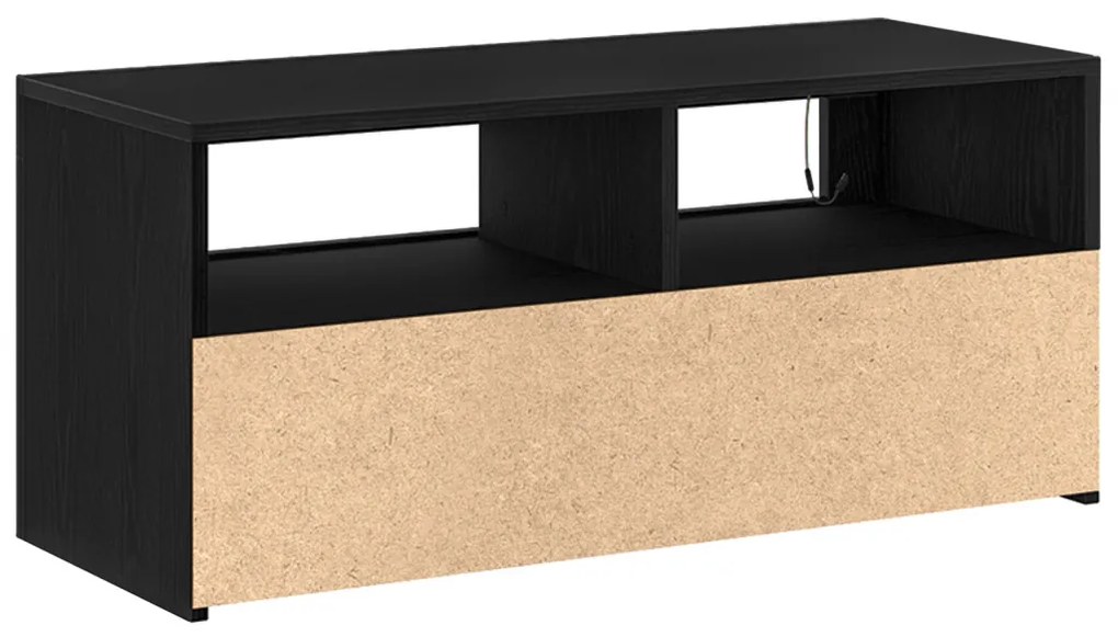 LED-es fekete tölgy TV szekrény 90x35x40 cm szerelt fából