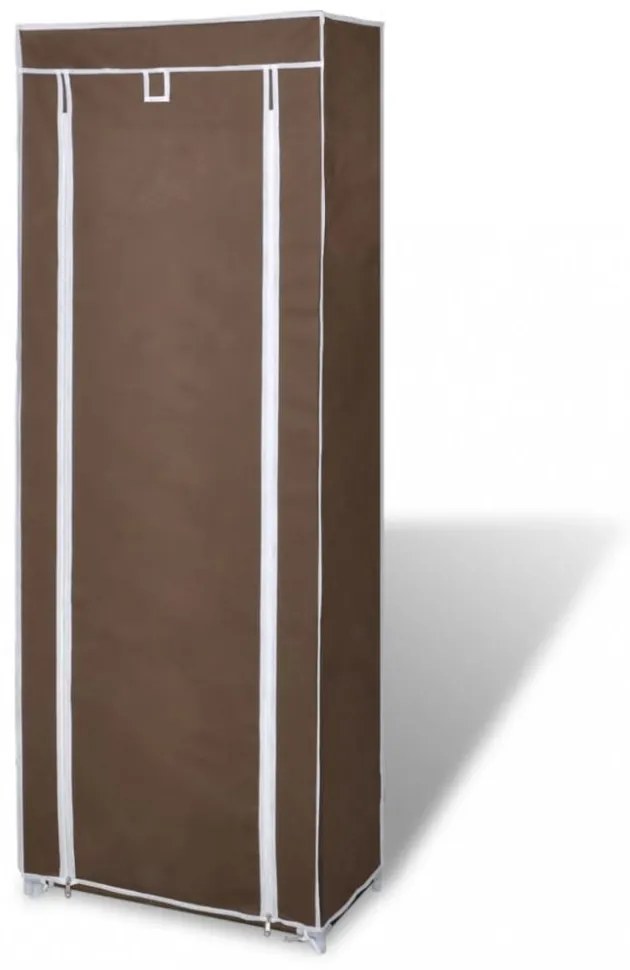 Szövet Cipősszekrény fedeles 57 x 29 x 162 cm Barna