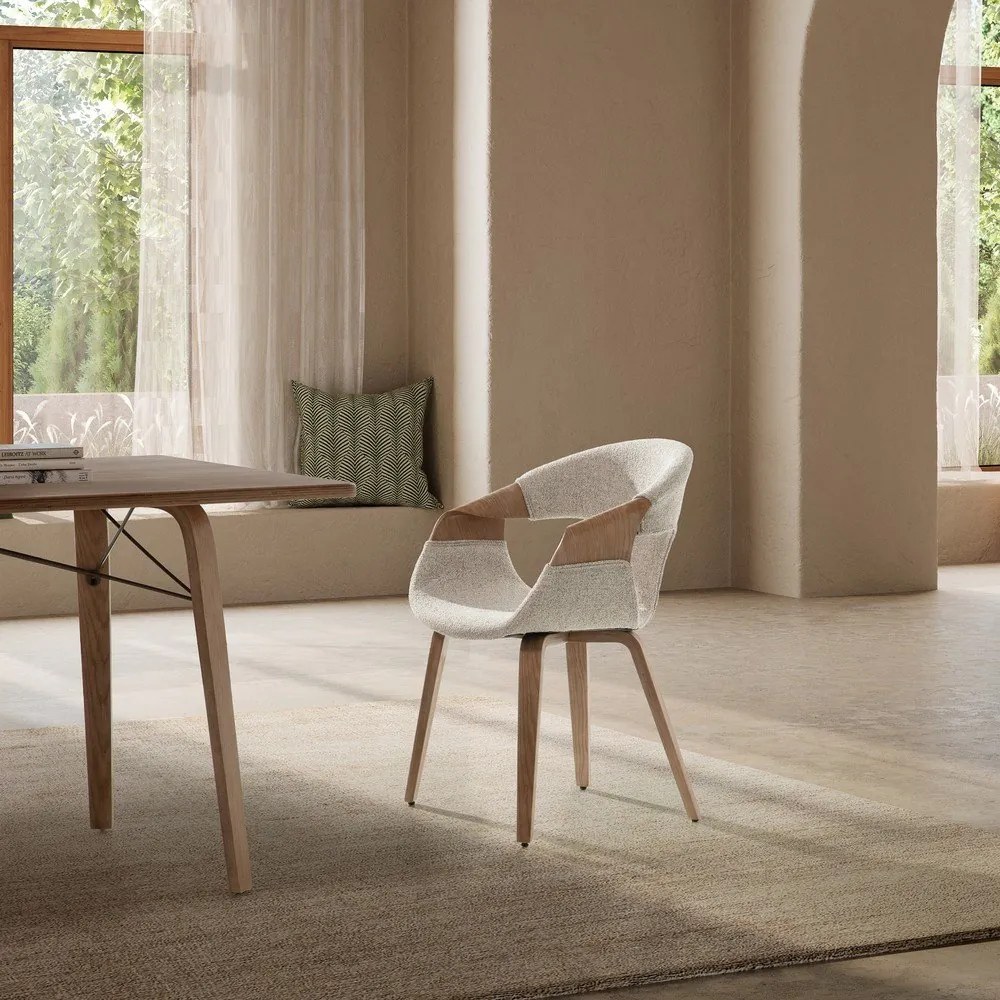Bézs kárpitozott karfás étkezőfotel szett 2 db-os Elif – MOME