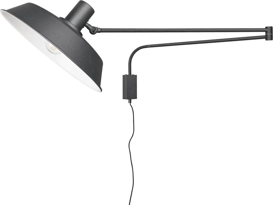 Matt fekete konnektorhoz csatlakoztatható fali lámpa hajlítható szerkezettel ø 35,5 cm Bolder – Trio