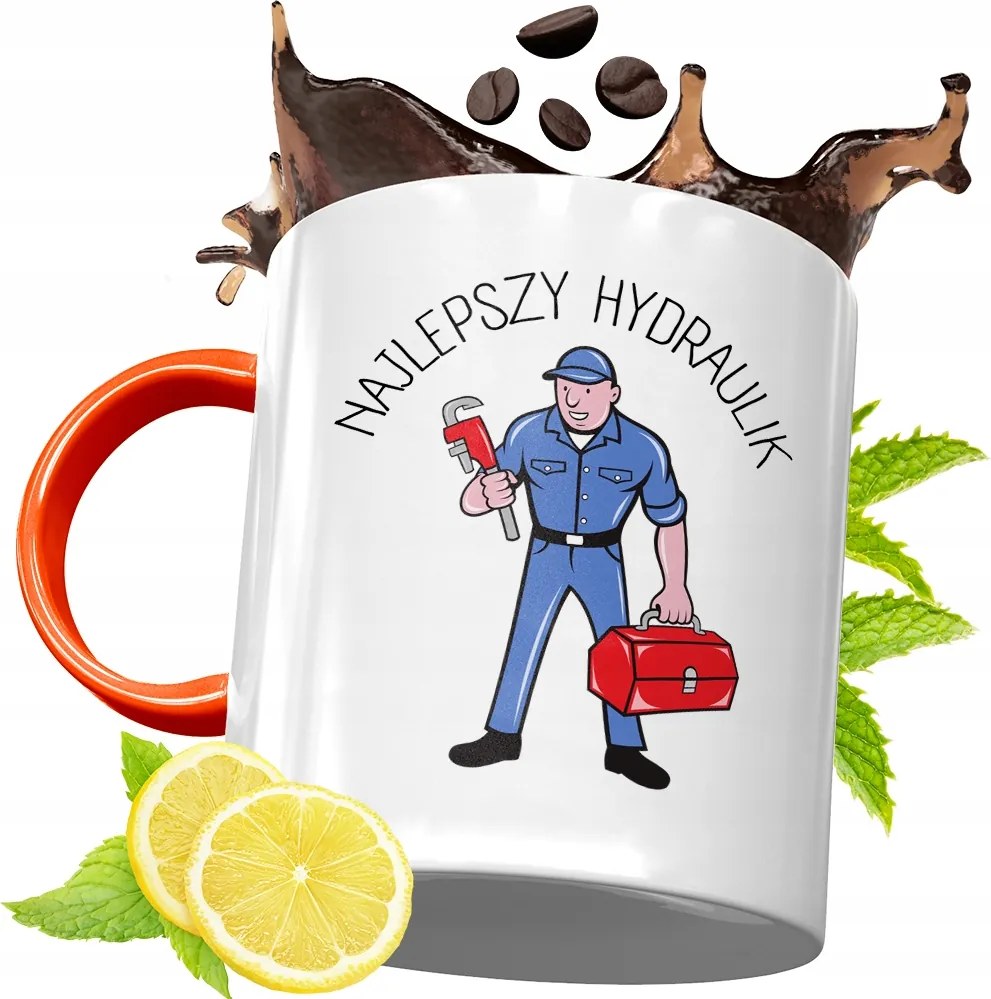 Narancssárga Bögre Vízvezeték Szerelőnek Ajándék fényképes nyomattal