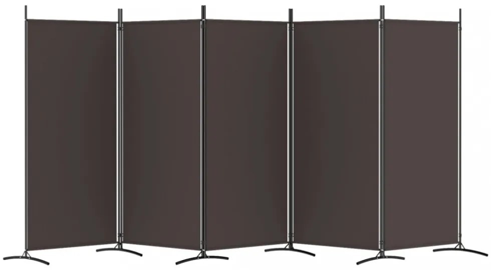 5 paneles barna szövet térelválasztó 433 x 180 cm