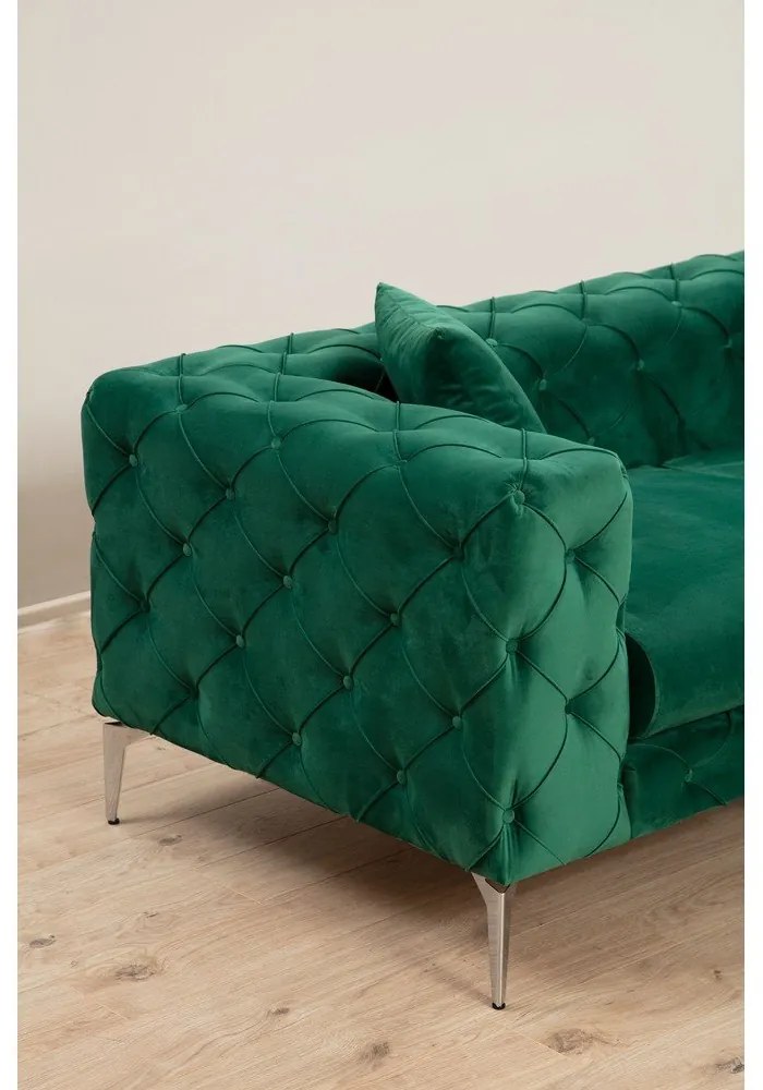 Sötétzöld bársony kanapé 237 cm Como – Artie