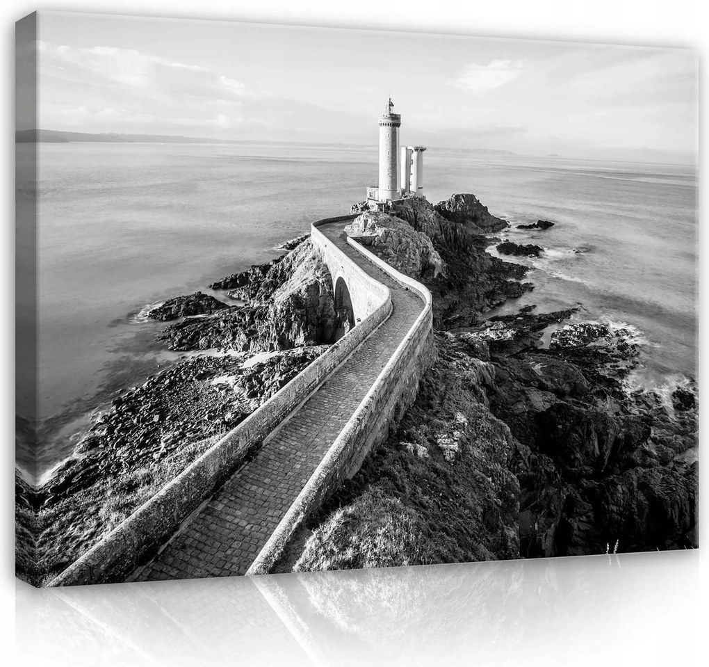 Vászonkép 80x60 Világítótorony tenger sziklák táj építészet nyugalom